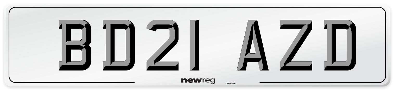 BD21 AZD Number Plate from New Reg